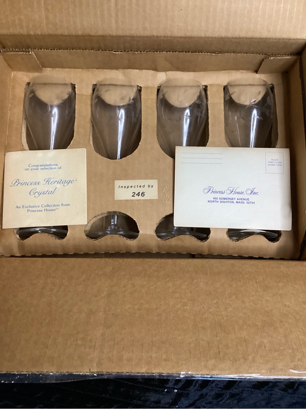 Vintage Deadstock Princess House Crystal Tulip Champagne Glasses Set of 4